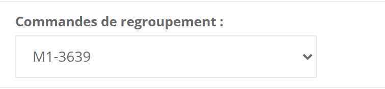 Sur la fiche d'une commande, champ Commandes de regroupement avec la valeur M1-3639