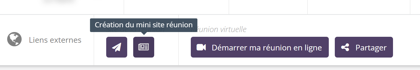 Bloc Site de la réunion : l'infobulle Création du mini site réunion sur le bouton journal