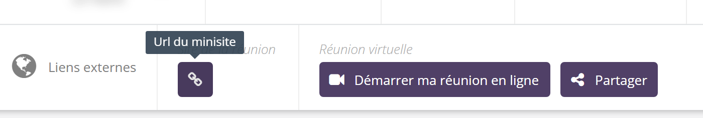 Bloc Site de la réunion : un seul bouton maillon avec l'infobulle Url du minisite